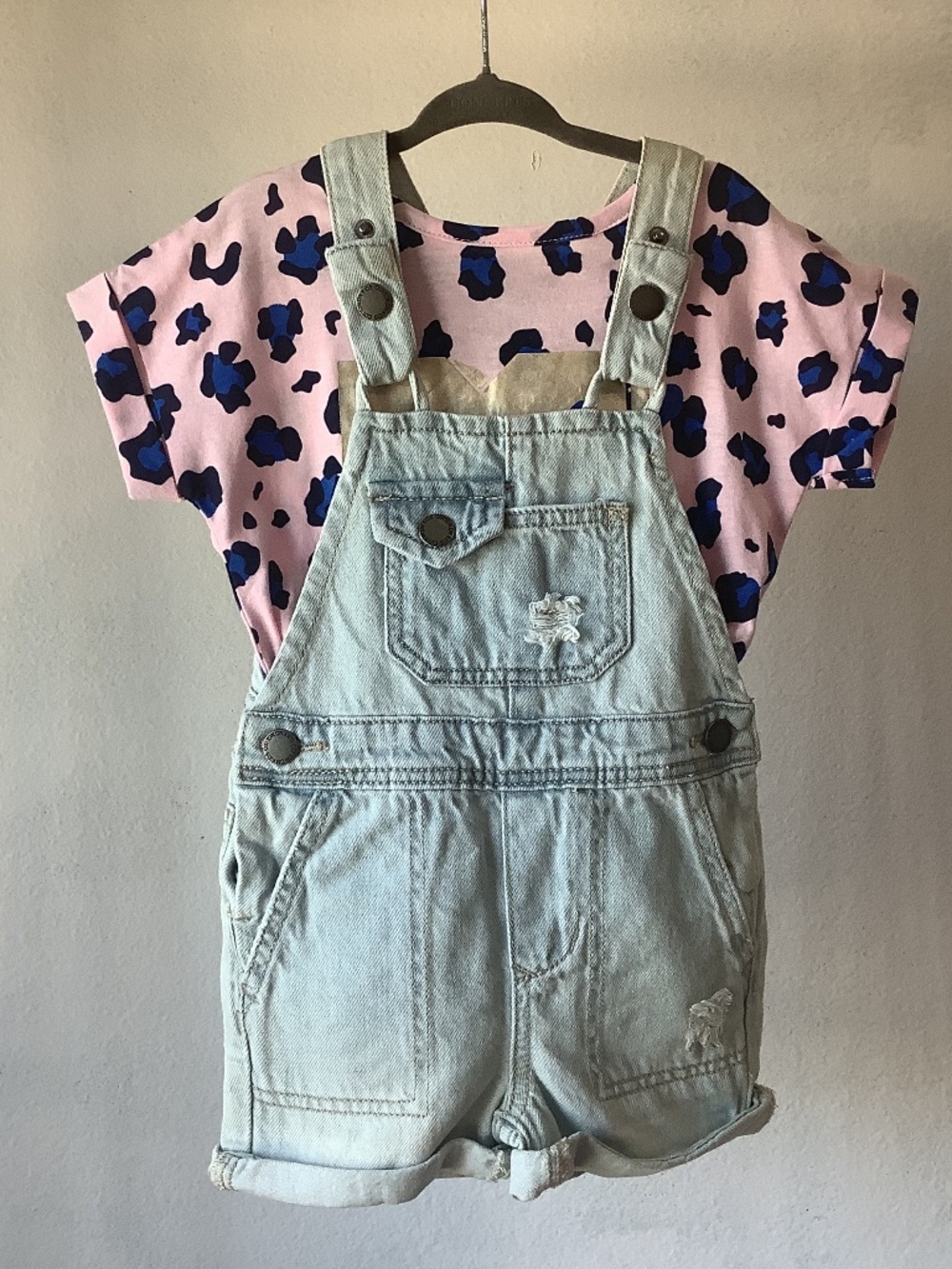 NWT COTTON ON KIDS Girls Slouch Shortall Denim & Retro MTV Tee Size 3 Outfit 2PC